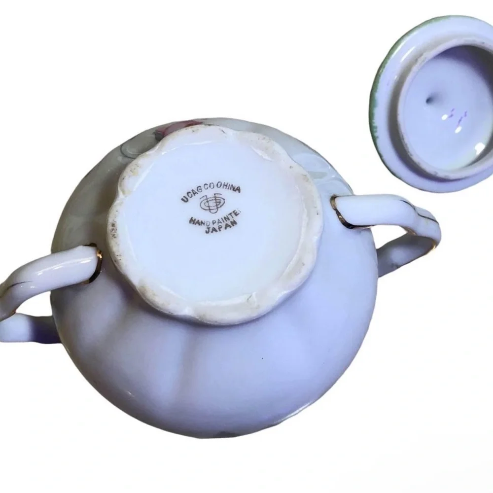 Vintage Floral With Gold Trim Sugar Bowl Maker Mark UCAGCO